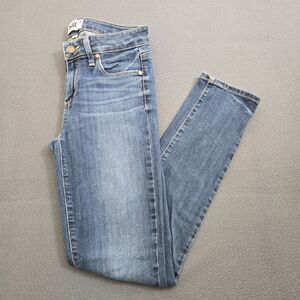 Paige Women 27 Low Rise Skyline Ankle Peg Distressed Jeans